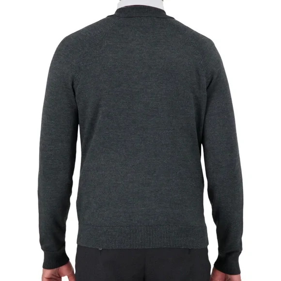 COBMEX NEW Men's Zip Front Uniform Cardigan Sweater In Charcoal Gray Size XL